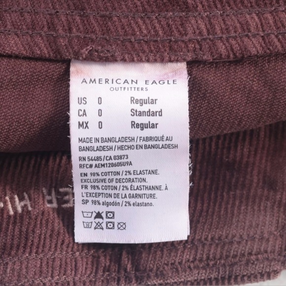 AMERICAN EAGLE WOMEN'S SUPER HIGH RISE A LINE CORDUROY MINISKIRT SZ 0 Y2K BROWN - Picture 10 of 12